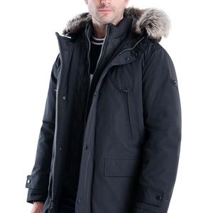 Michael Kors Mens Hooded Bib Snorkel Coat Black Size M
